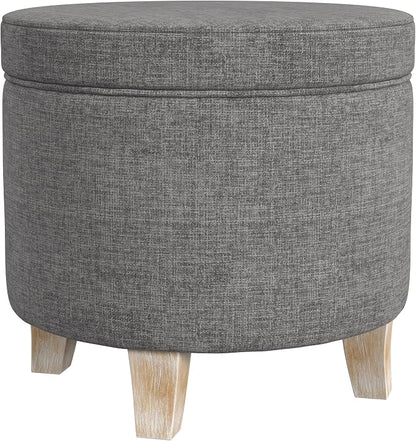 HomePop 19" Round Storage Ottoman - Gray Woven