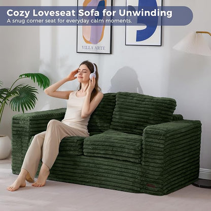 MAXYOYO Boneless Loveseat Sofa Couch for Adults, Floor Bean Bag Couch Sofa | Faux Fur Sofa with Armrests and Back Support, Plush Foam Filled Lounge Couch, Cozy Bean Bag Couch for Living Room, Apartment