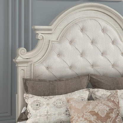 Roundhill Furniture Nelson French Traditional 5-Piece Bedroom Set, Antique White, Queen