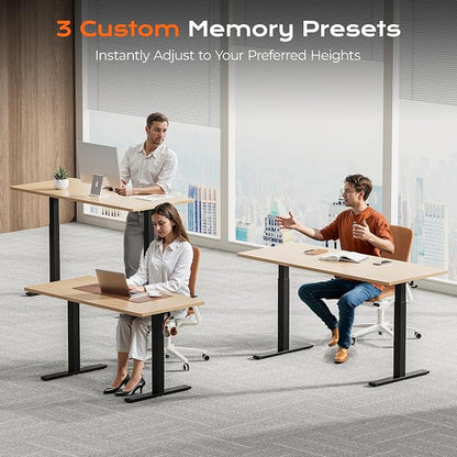Huuger Dual Motor Electric Standing Desk Frame, Sit Stand up Desk Leg for 47.2” to 86.6” Desktop, Computer Desk Leg with Cable Tray, 3 Memory Height Presets, 2 Hooks, Black Frame Only, 1CD128B