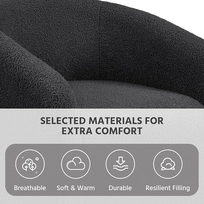Topeakmart Barrel Chair, Soft Sherpa Accent Chair Side Chair Club Chair Modern Style Deep Seating Barrel Armchair for Living Room Furniture Reading Room Bedroom, Set of 2, Dark Gray