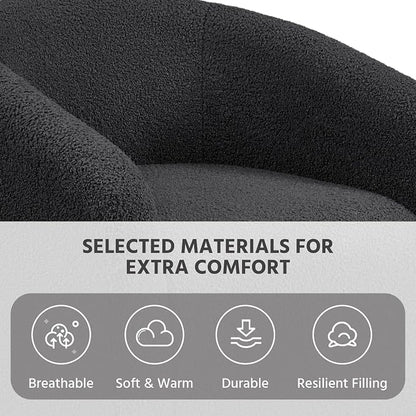 Topeakmart Barrel Chair, Soft Sherpa Accent Chair Side Chair Club Chair Modern Style Deep Seating Barrel Armchair for Living Room Furniture Reading Room Bedroom, Set of 2, Dark Gray