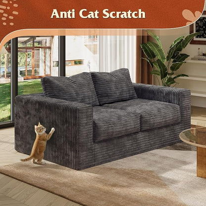 WLIVE 64'' Boneless Loveseat, Couches for Living Room, Bean Bag Couch for Adults, with Pillows, Giant Floor Couch, Plush Sofa, Grey, Loveseat