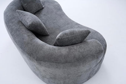 79" Curved Loveseat Sofa in a Box for Living Room, Modern Boneless Loveseat Couch Chenille Deep Seat Cloud Floor Couch with 3 Throw Pillows for Small Spaces, No Assembly Needed | Breathable material