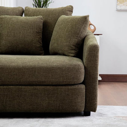 ERYE 56.3" Chenille Upholstered Accent Chair Deep Seat for Living Room Bedroom, Oversized Leisure Cushion Armchair W/ 5 Pillows and Removable Cover for Home Apartment Office