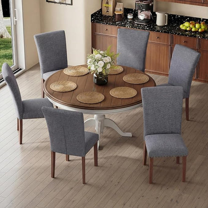 MALOL Dining Chairs Set of 6, High Back Dining Chair with Wood Legs and Nailhead Trim, Modern Padded Kitchen Room Chairs for Dining Room/Restaurant, Grey