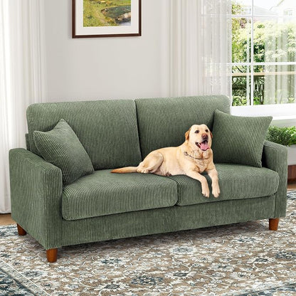 Kidirect 70in Corduroy Couch, Sofas for Living Room No Tool Assembly, Comfy Couches for Living Room 21in Deep Seats, Oversized Loveseat Sofa with 2 Pillows, 3 Seater Couch for Bedroom, Oliver Sofa