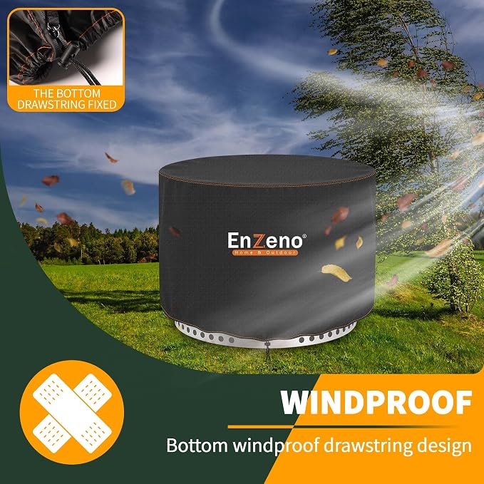 Enzeno Fire Pit Cover Round for Solo Stove Yukon 27-29",Waterproof Oxford Cloth Fire Pit Cover,Fits for Gas/Table/Bowl Fire pits - 29" D X 18" H