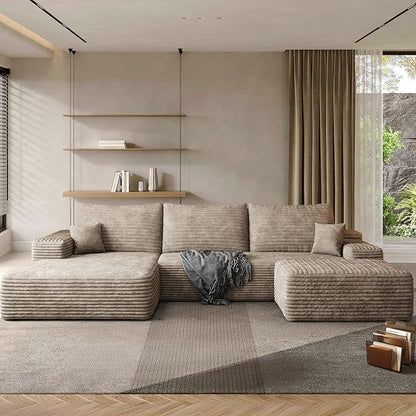 108" Sectional Couches for Living Room Modern Modular Sofa with L-Shape Couchs Upholstered Boneless Couch Deep Seat Sectional Couch with Chaise (Camel, 108"Left facing chaise+2Seaters+1Ottoman)