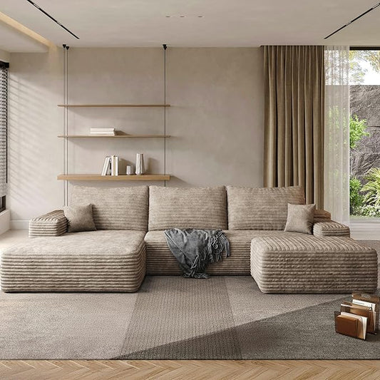 108" Sectional Couches for Living Room Modern Modular Sofa with L-Shape Couchs Upholstered Boneless Couch Deep Seat Sectional Couch with Chaise (Camel, 108"Left facing chaise+2Seaters+1Ottoman)