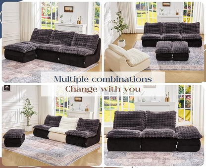 Hobestluk Sofa Couch Foam Sofa for Small Spaces Comfy Sofas with footrest Couch Recliner Small Sofas for Living Room, Bedroom, Apartment (Dark Grey)