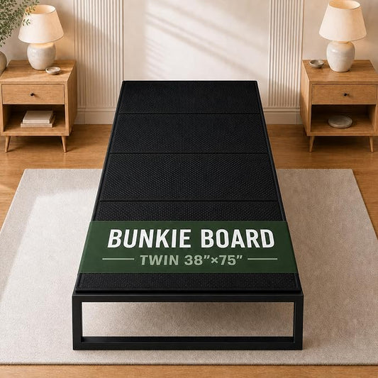DFAN 38"×76" Bunkie Board Twin Size – Double Sided Non-Slip Breathable Bed Support, Anti-Sag Twin Bed Slats Support Under Mattress for Slatted Bed Frame Base, Metal Frames, Sofa Beds, Foldable Black