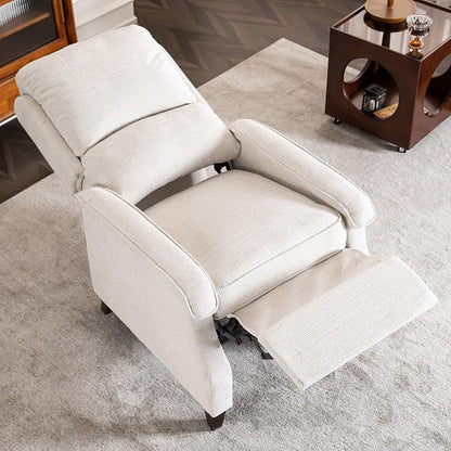 VKNOW Recliner Chair, Fabric Recliner with Soft Armrest, Home Theater Seating with Adjustable Push Back and Lumbar Support, Single Sofa for Adults, Lounge Chair for Living Room, Bedroom（Beige）