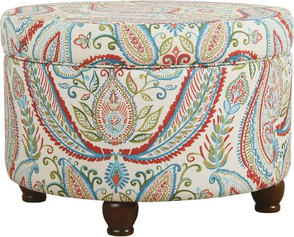 HomePop 24" Large Round Storage Ottoman - Bold Paisley