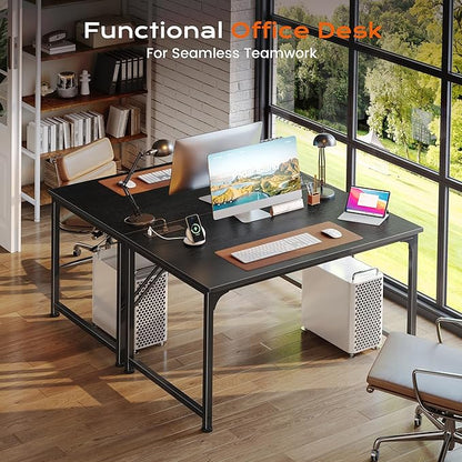 PRAISUN 40 X 24 Inch Deeper Desk with Power Outlets | Small Computer Desk for Bedroom, Office Desk for Work from Home, Writing Study Gaming Table, Stable Metal Frame, Black