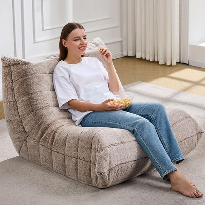 Hobestluk Adults Bean Bag Chair Faux Fur BeanBag Couch for Living Room | Brown Plush,Ergonomic Design,Memory Foam,UltraSoft,Anti-slip Bottom,No Assembly Required,Decorative Style for Living Room