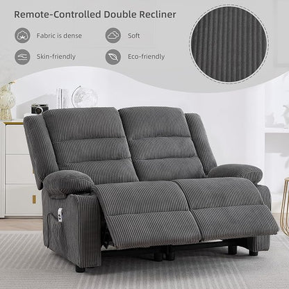 52Inch Reclining Loveseat Sofa,Power Loveseat Recliner,Electric Love seat Recliner Sofa for Bedroom,Living Room with Charging Ports,Striped Grey