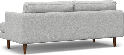 SIMPLIHOME Livingston 76" Wide x 33" High Sofa in Mist Grey Woven-Blend Fabric, Handcrafted Loveseat Couch for Living Room or Family Room, Mid-Century Modern Style, Solid Wood Frame