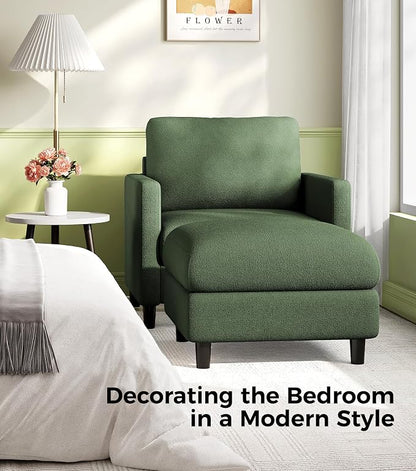 Welzona Sofa Accent Chair with Ottoman, 33" Reading Chair and Ottoman Set for Bedroom, Tool-Free Setup Living Room Accent Chairs, Comfy Arm Chairs Living Room, All-Wood Reading Nook, Green