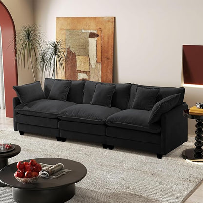113.4" Modular Sectional Sofa,Cloud Couch for Living Room, Modern Deep Seat Sofa 3 Seater Chenille Fabric Comfy Couches with Throw Pillows for Apartment