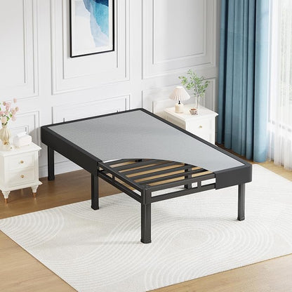 NKZ Box Spring Twin Size, 14 inch All-in-One Box Spring with 6 Legs for Twin Bed, 4000lbs Heavy Duty Metal Mattress Foundation with Fabric Cover, Noise Free, Easy Assembly, Black