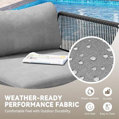 Crestlive Products Outdoor Patio Furniture Set, 6 Seater Modular Oversized Patio Conversation Set with Cushions, Modern Metal Sectional Outdoor Couch for Backyard, Deck, Porch, or Poolside, Dark Grey