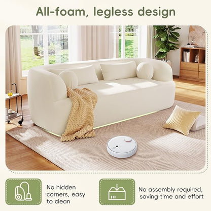 86" Chenille Cloud Loveseat Couch - Frameless Memory Foam Sofa with Pocket Springs | No Assembly Luxury 3-Seater Modern Curved Floor Sofa in a Box for Living Room & Apartment | Breathable material
