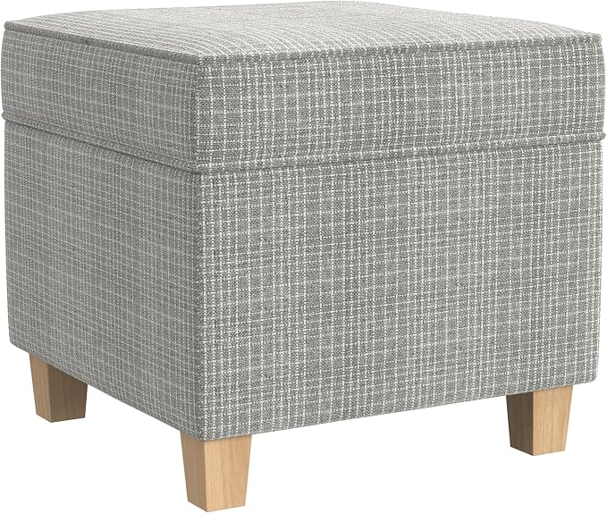 HomePop 18" Classic Square Storage Ottoman - Sage Mini Grid Pattern