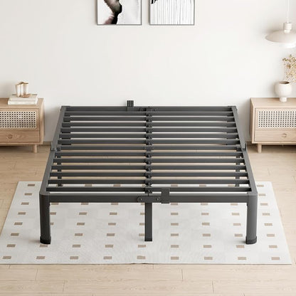 VIPSHOW 10 Inch Queen Bed Frame, 3500Lbs Heavy Duty Metal Platform with Round Corner Legs Mattress Slide Stopper, Steel Slat Support No Box Spring Needed, Noise Free, Non-Slip, Easy Assembly