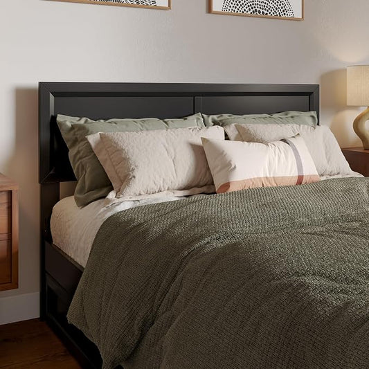 AFI, Sophia Adjustable Modern Full Wood Headboard, Black