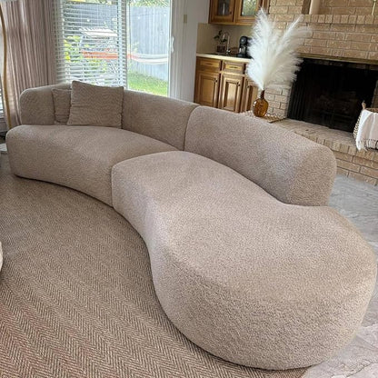 Acanva Formia Boucle Curved Sectional Couch for Living Room | Modular Sofa, Modern Minimalist, Wood Frame, For Apartment, Home Office