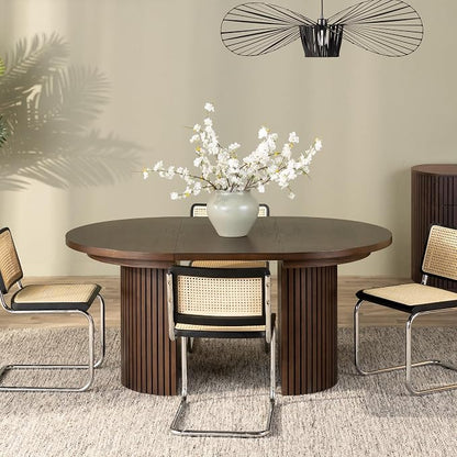 Transformer Table - Solid Wood Extendable Round Dining Table, Extendable Round Dining Table, Space-Saving Modern Furniture, Elegant and Functional Design, Dark Brown (Table Only)