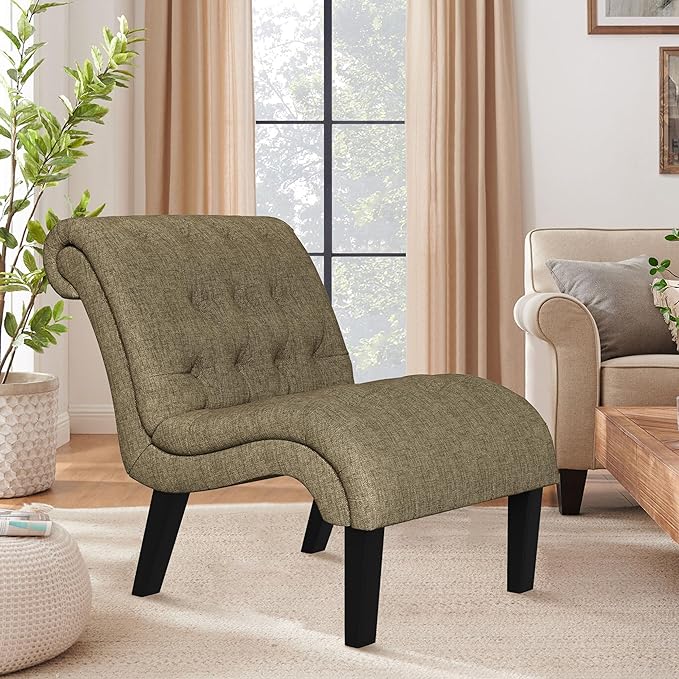 Accent Chair for Bedroom Living Room Modern Button Tufted Upholstered Armless Corner Chair with Wood Legs