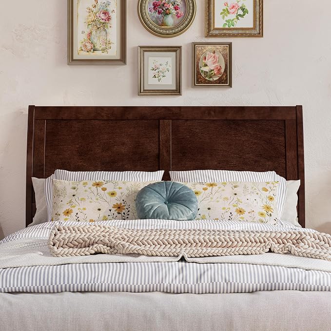 AFI, Portland Full Sleigh Solid Wood Panel Headboard, Walnut