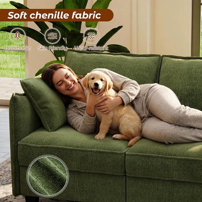 WorthFurni Modular Sectional Sofa L Shape Couches with Storage Ottoman and Washable Cushion Cover for Living Room, Apartment, Bedroom(Green)