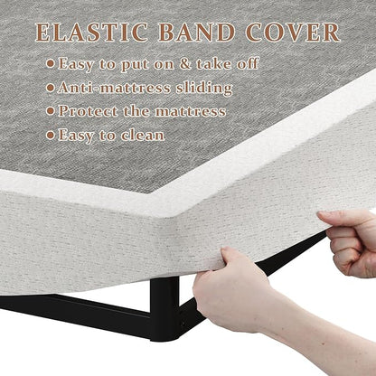 SHOANED Cal King Metal Box Springs - 7 Inch Low Profile Heavy Duty Black Basics Bed Base Non Slip Box Spring Mattress Foundation, Easy Assembly, No Noise