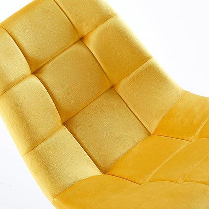 NORDICANA Yellow Velvet Dining Chairs Set of 4, Upholstered Tufted Kitchen Chairs, Comfortable Seat, Metal Leg, Easy Assembly