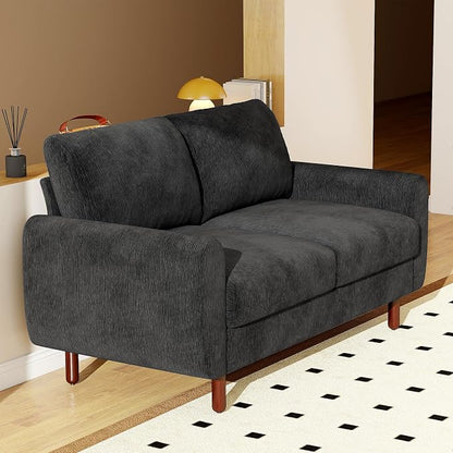 Ihanherry 68" Loveseat Sofa, Modern 2-Seat Couch, Mid Century Sofa, Comfy Chenille Deep Seat Couch for Living Room, Bedroom, Office, Apartment, Black