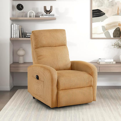 Lexicon Power Lift Recliner Chair for Elderly with Remote Control, Gentle Lift Motion, Side Pocket Armrest, Corduroy Upholstered Electric Recliner for Living Room/Bedroom, Easy Assembly, Yellow