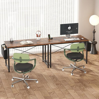 OLIXIS Computer Desk, 47 Inch Home Office Desks for Small Spaces, Writing Craft Study Gaming Table for Bedroom, Modern Computer Workstation with Storage Bag, Rustic Brown