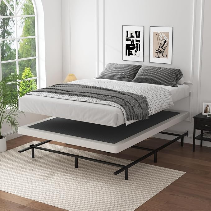 OSASET Low Profile Box Spring King - 3 Inch Box Spring King Heavy Duty Bed Foundation Metal Bed Base Easy Assembly