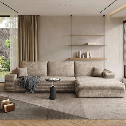 AUGOP 108" Sectional Couches for Living Room Modern Modular Sofa with L-Shape Couchs Upholstered Boneless Couch Deep Seat Sectional Couch with Chaise (Camel, Right Facing Chaise+2Seaters)