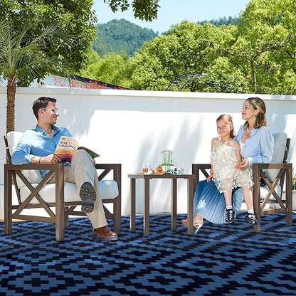 SAND MINE Reversible Mats, Plastic Straw Rug, Modern Area Rug, Large Floor Mat and Rug for Outdoors, RV, Patio, Backyard, Deck, Picnic, Beach, Trailer, Camping, Blue, 6' x 9'
