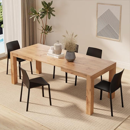 Mobili Fiver, Iacopo Extendable Dining Table, 55,1(86,6) x35,4 in, Rustic Oak, for 6-10 People, Expandable Dining Table for Kitchen, Living Room, Italian Furniture