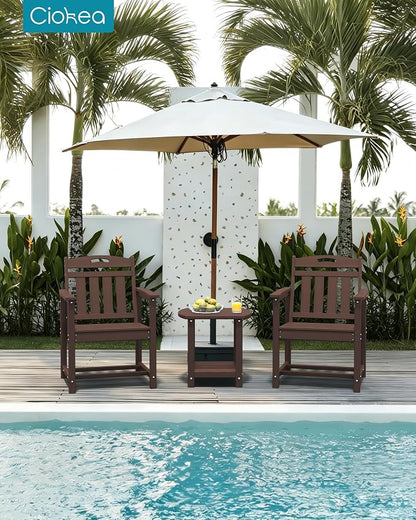 Ciokea Outdoor Patio Dining Chair, HDPE Oversized Porch Chairs with Wide Seat, All-Weather Durable Heavy-Duty Outdoor Furniture for Backyard, Poolside, Lawn & Garden, Brown