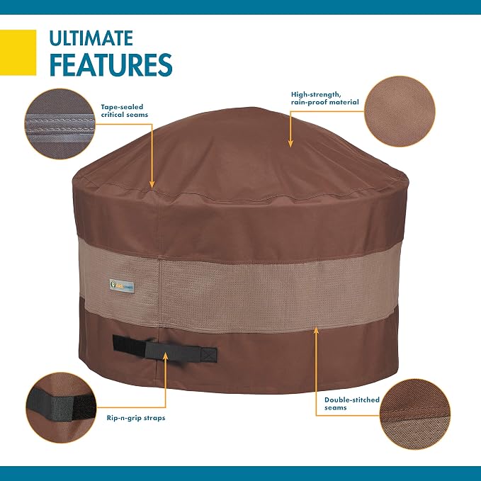 DUCKCOVERS Ultimate Waterproof 32 Inch Round Fire Pit Cover, Outdoor Firepit Cover