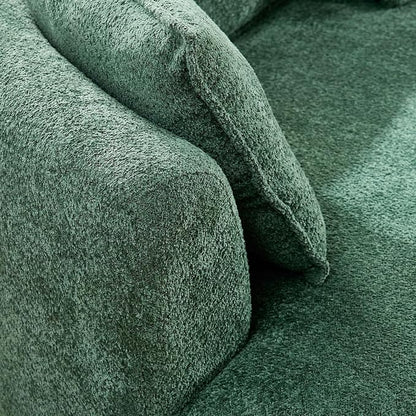 KEIKI 125" Luxury Curved Boucle Sectional Sofa with Right Chaise, Upholstered Modern Style Oversized 5-Seater Couch with Thickened Seat Cushions, Easy Assembly, for Apartment, Living Room, Green