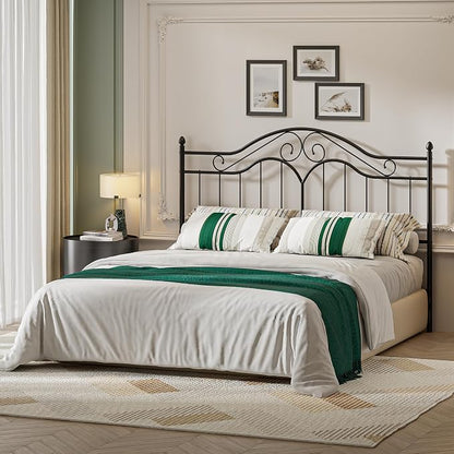 Headboard for King Size Bed Frame Vintage Platform Bed Metal Headboard Only | Height Adjustable,Sturdy and Stable,Easy Assembly,Black