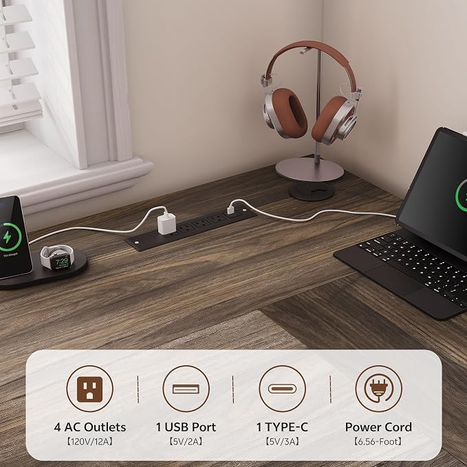 L Shaped Desk with Power Outlets & USB C Port, 59'' Reversible L-Shaped Computer Desk with File Drawer for Letter/Legal Size, Corner Office Desk with Storage Shelves, Rounded Corners, Black