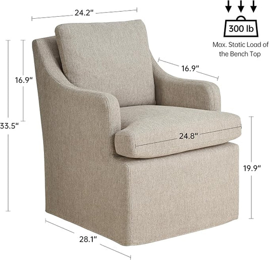 VKNOW Upholstered Dining Chairs, Modern Kitchen Chairs Dinner Chairs with 4 Casters, Chenille Armchair for Bedroom Reading Room Living Room, Borwn
